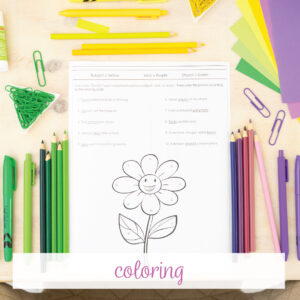 Elementary grammar lessons can include grammar coloring sheets.