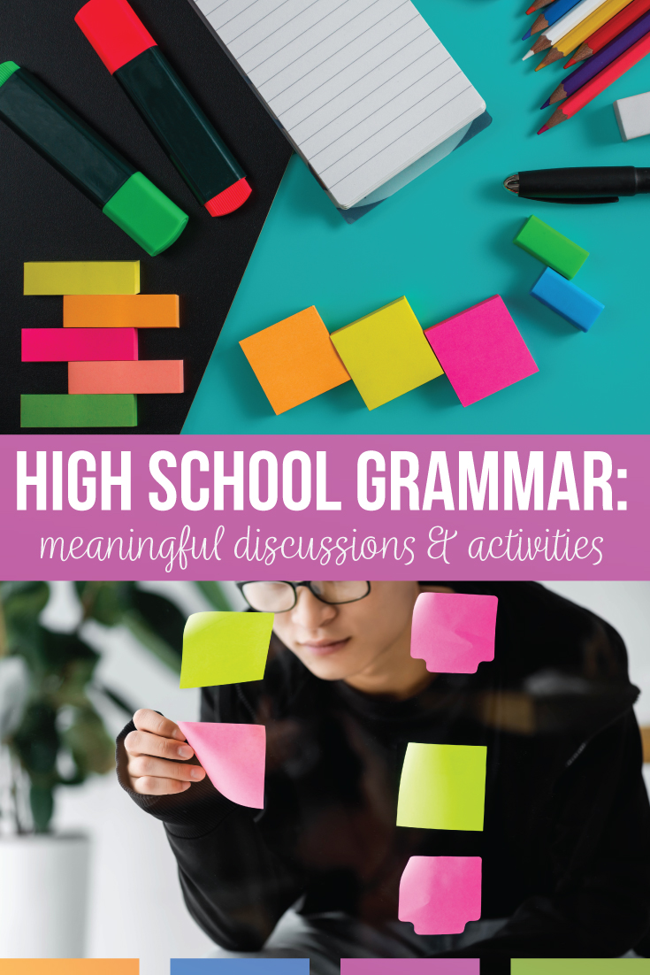 High school grammar resources should engage secondary students, especially while discussing grammar. High school language arts classes should have a working knowledge of the parts of speech, sentence structure, & punctuation. Teach high school grammar with confidence by starting with a grammar diagnostic. Meet language standards with complex grammar resources & grammar discussions. Use high school grammar activities that work on higher order thinking & prepare students for college and careers.