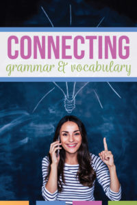 Grammar and vocabulary lessons meet language standards in language arts classes. Vocabulary and grammar improve student essays. Are you looking for how to teach grammar and vocabulary? This free vocabulary download will improve grammar instruction.