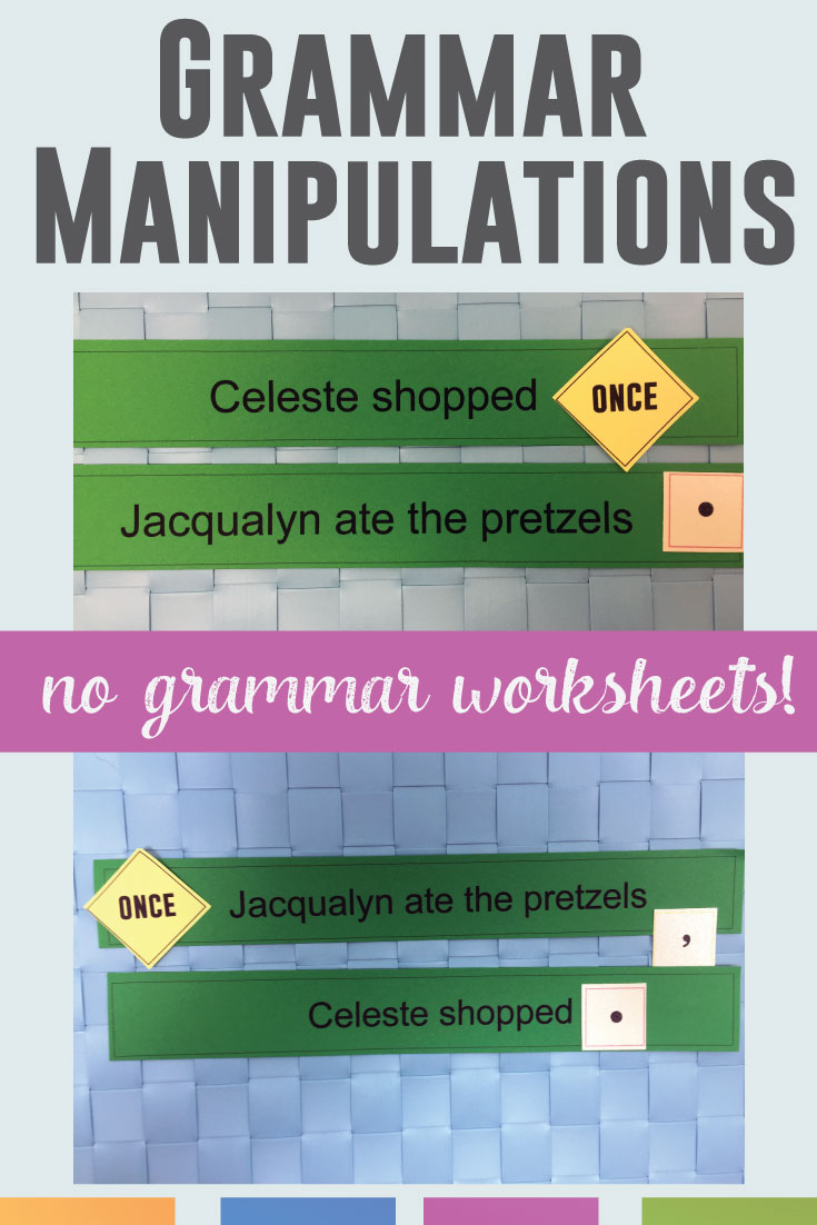 Grammar Manipulations are a kinesthetic approach to teaching grammar - no grammar worksheets! Let students practice punctuation, sentence patterns, and writing skills with this interactive grammar activity.