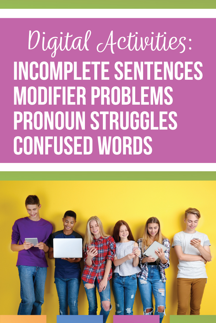 Grammar errors in student essays? Work on incomplete sentences, pronoun antecedent errors, misplaced modifiers, dangling modifiers, and often confused words with digital grammar activities. Grammar error worksheets will target problem areas of student essays. 