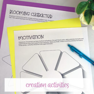 Literature activities can include creation activities which can then easily become Ela extension activities.