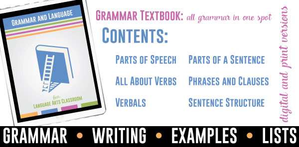 Grammar textbook for middle school grammar.