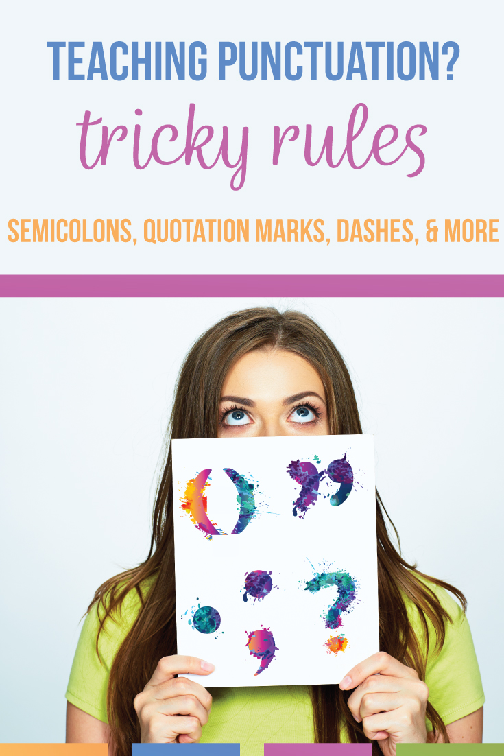 Teaching punctuation is a great way to connect grammar to writing in middle school language arts classes. Teaching punctuation & mechanics can improve student essays, particularly with tricky punctuation lessons. Teaching semicolons as an important part of punctuation lessons encourages creative writing. Use pictures for how to teach punctuation & make lessons on punctuation impactful. Teaching punctuation helps young writers. 