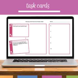 task cards on a computer