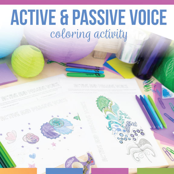 active and passive voice coloring sheets