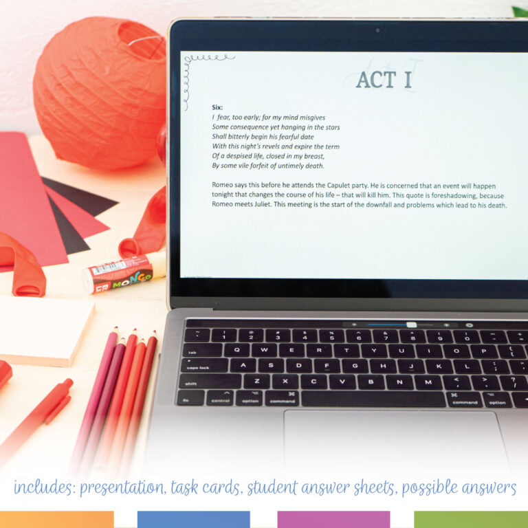 Romeo and Juliet Quote Analysis Activity | Task Cards and Presentation ...