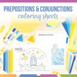 prepositions and conjunctions coloring sheets