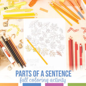 parts of a sentence grammar coloring activity