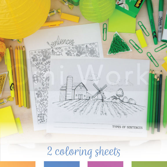 Types of Sentences Coloring Activity | Interrogative, Declarative, Imperative, Exclamatory - Image 2