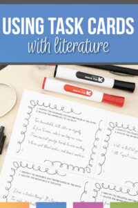 task cards encourage discussion with literature